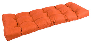 46"X19" Tufted Solid Outdoor Spun Polyester Loveseat Cushion, Tangerine Dream