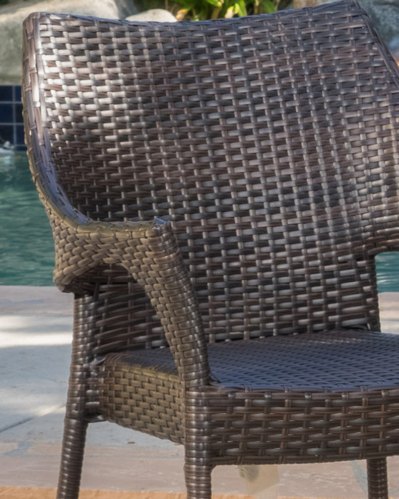 GDF Studio 3-Piece Tahitian Outdoors Brown Wicker Stacking Chair Chat Set
