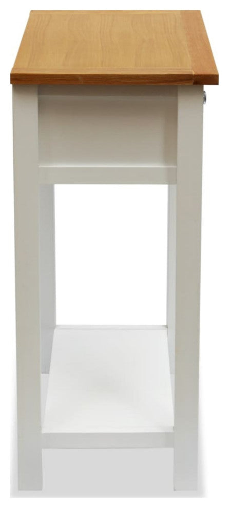 Vidaxl End Table 19.7"x12.6"x29.5" Solid Oak Wood Set of 2