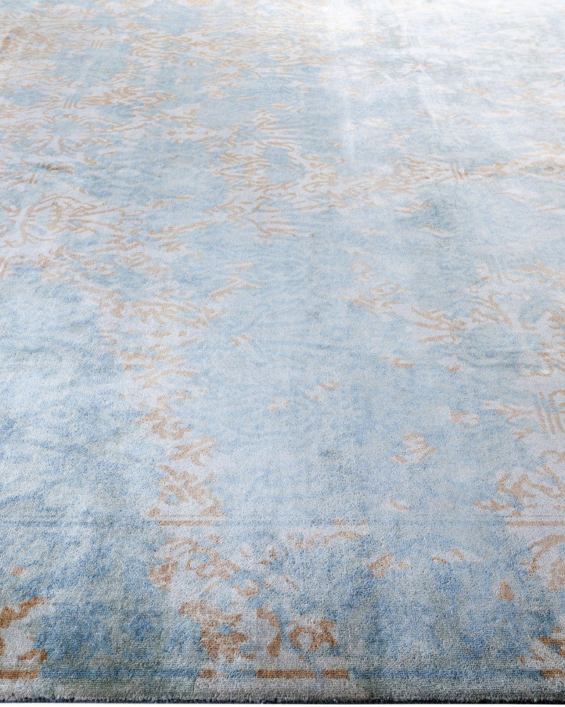 Ikat, One-of-a-Kind Hand-Knotted Area Rug - Blue, 9' 4" x 11' 10"