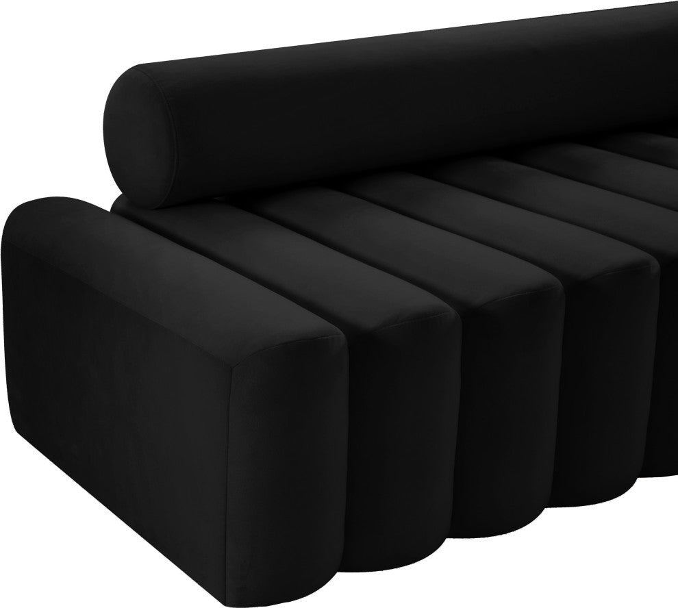 Melody Velvet Upholstered Chair, Black, Loveseat