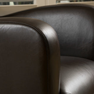 GDF Studio Almendro Bonded Leather Wingback Swivel Club Chair