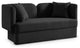 Marcel Boucle Fabric Upholstered Loveseat, Black
