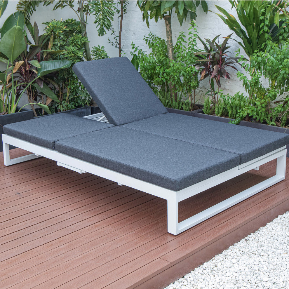 LeisureMod CLW-82BL Chelsea Convertible Lounge Reclining Double Chaise Cushions