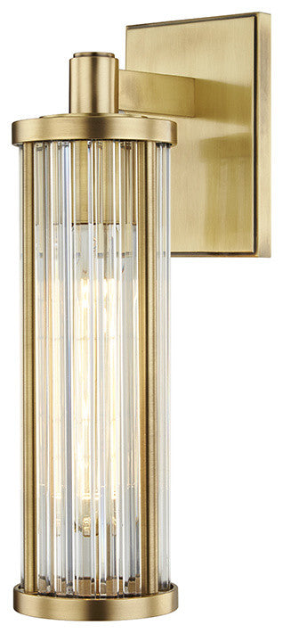 Marley 1-Light Wall Sconce, Aged Brass Finish, Clear Glass Shade
