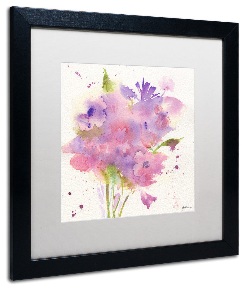 Sheila Golden ''A Bouquet For You'' Matted Framed Art, Black Frame, White, 16x16