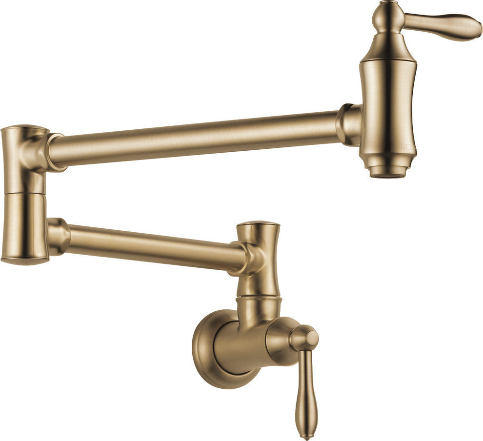 Delta Traditional Wall Mount Pot Filler, Champagne Bronze, 1177LF-CZ