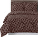 Eva Printed 100% Cotton Duvet Cover Set, Chocolate and White, King/Cal King