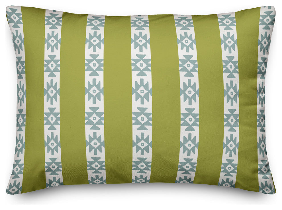 Southwestern Pattern in Green and Blue Throw Pillow