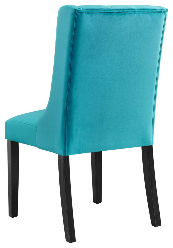 Side Dining Chair, Set of 2, Blue, Velvet, Modern, Cafe Bistro Hospitality
