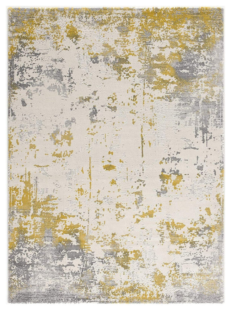 4' X 6' Gold Abstract Dhurrie Area Rug