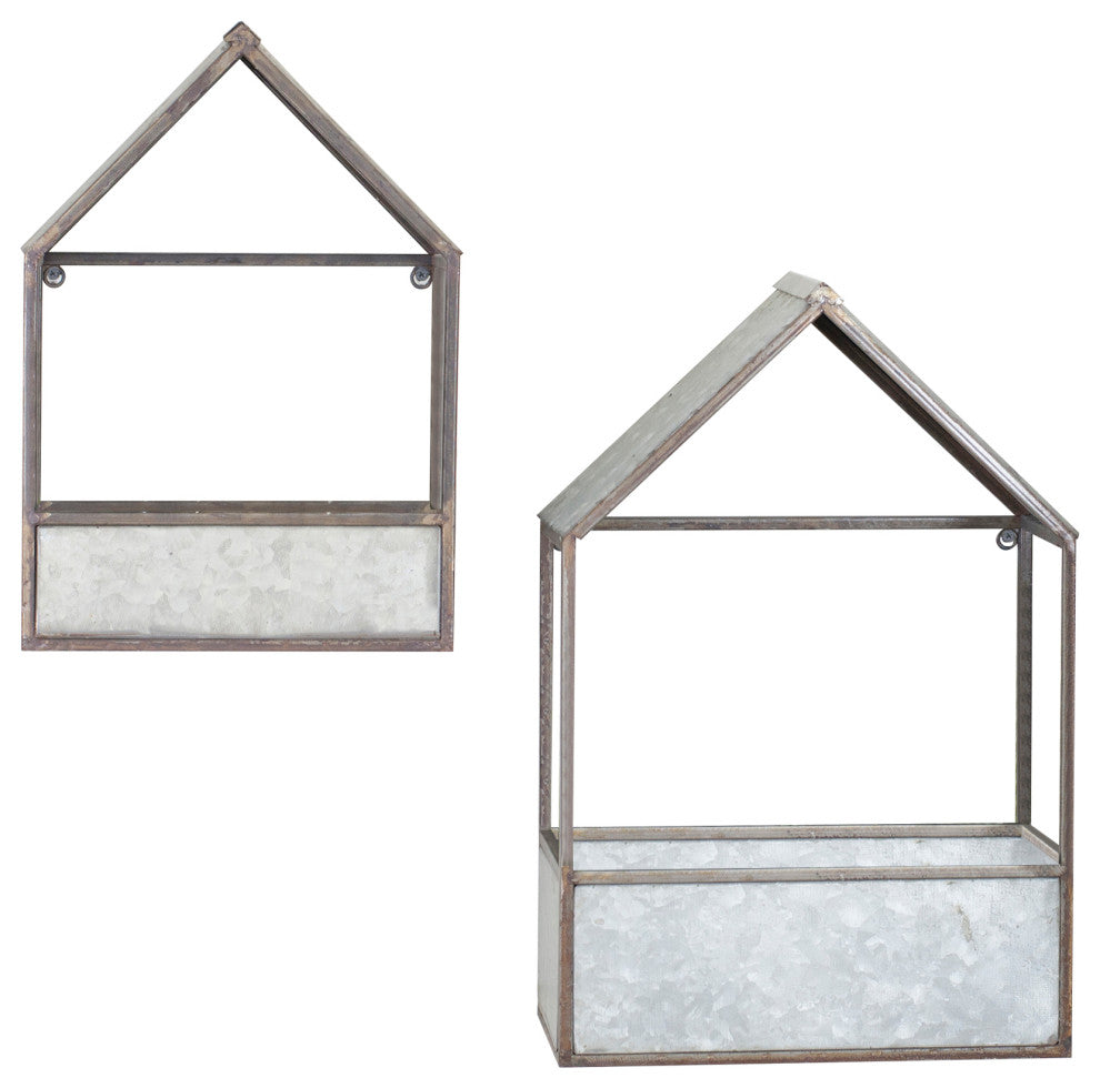 Metal Wall Planters Set of 2, Gray
