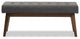 Elia Mid-Century Modern Walnut Wood Dark Gray Button-Tufted Bench