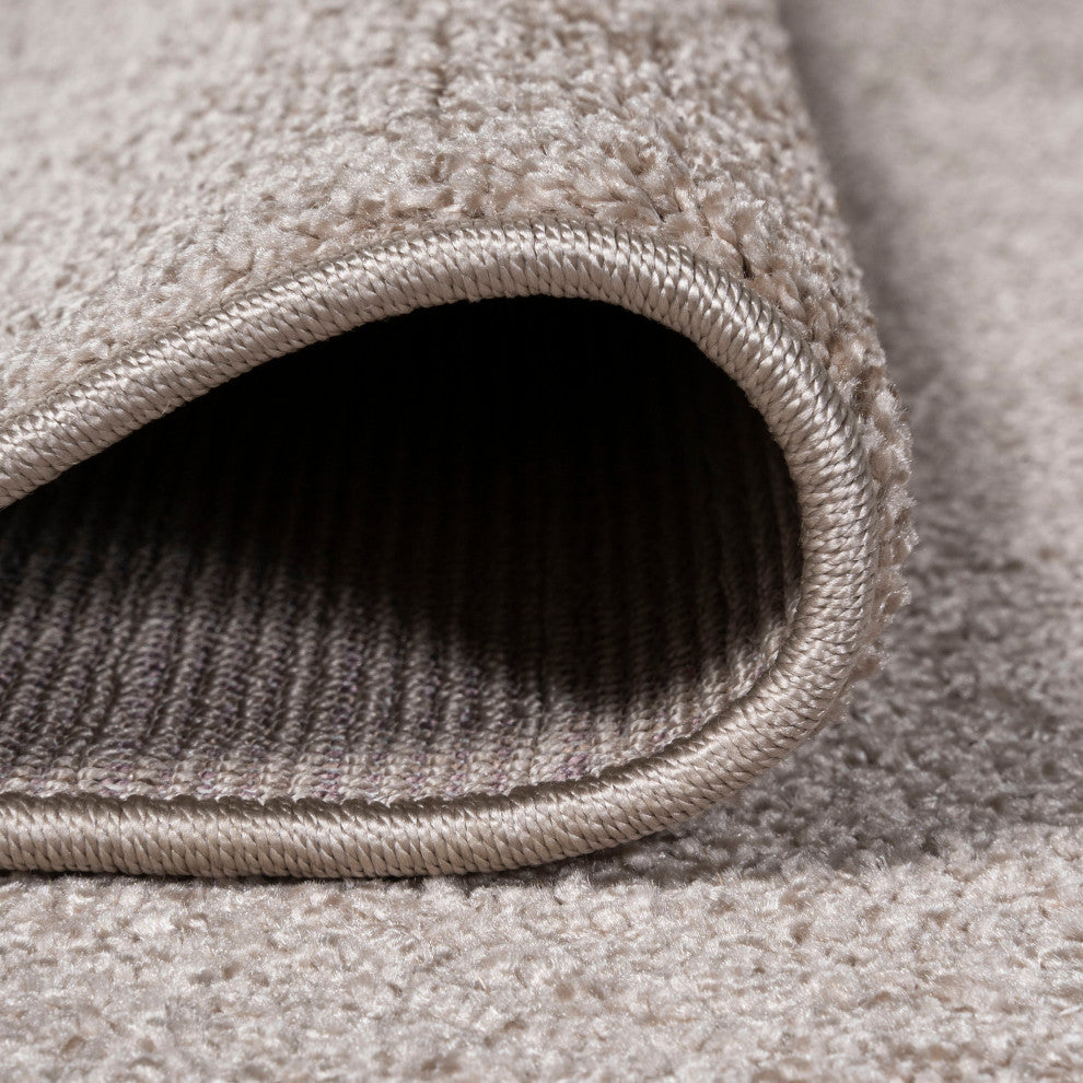 Haze Solid Low-Pile Runner Rug, Beige, 5 X 8