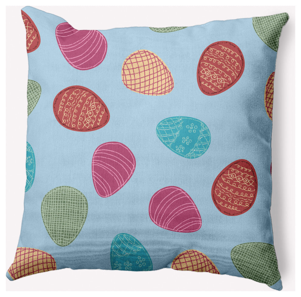 Egg Hunt Easter Decorative Throw Pillow, After Rain Blue, 20x20"