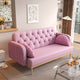 Elegant Tulip Pattern Loveseat with PU Upholstery and Wood Legs