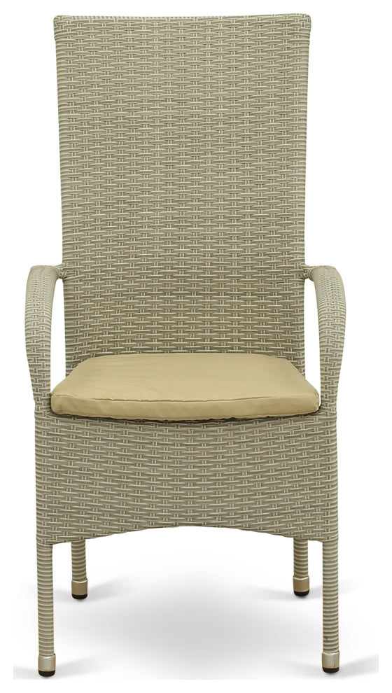 7Pc Outdoor- Natural Color Wicker Dining Set, Patio Table, 6 Armchair
