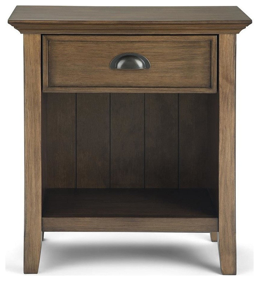 Acadian Solid Wood Bedside Table, Natural Aged Brown