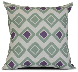 Soft Green Diamond Jive 2, Geometric Print Pillow, 26"x26"
