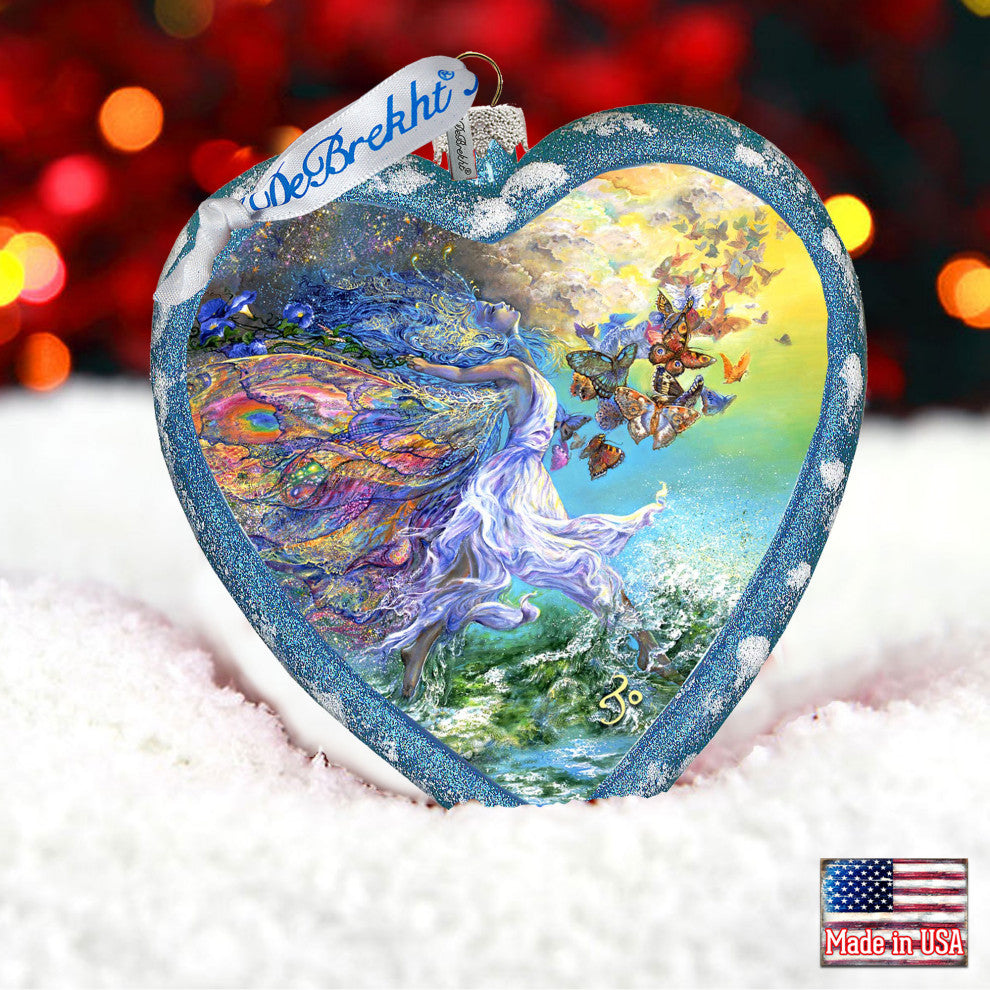 Butterfly Fairy Heart Glass Ornament Limited Edition