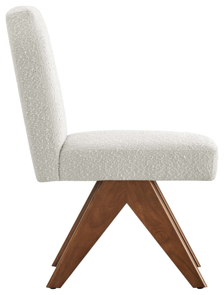 Lyra Boucle Fabric Dining Room Side Chair, Set of 2, Ivory