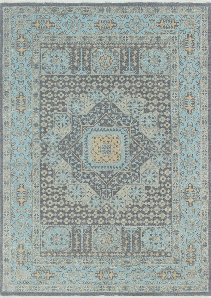 Yousafi Ayaz Gray/Light Blue Rug, 6'2x8'8