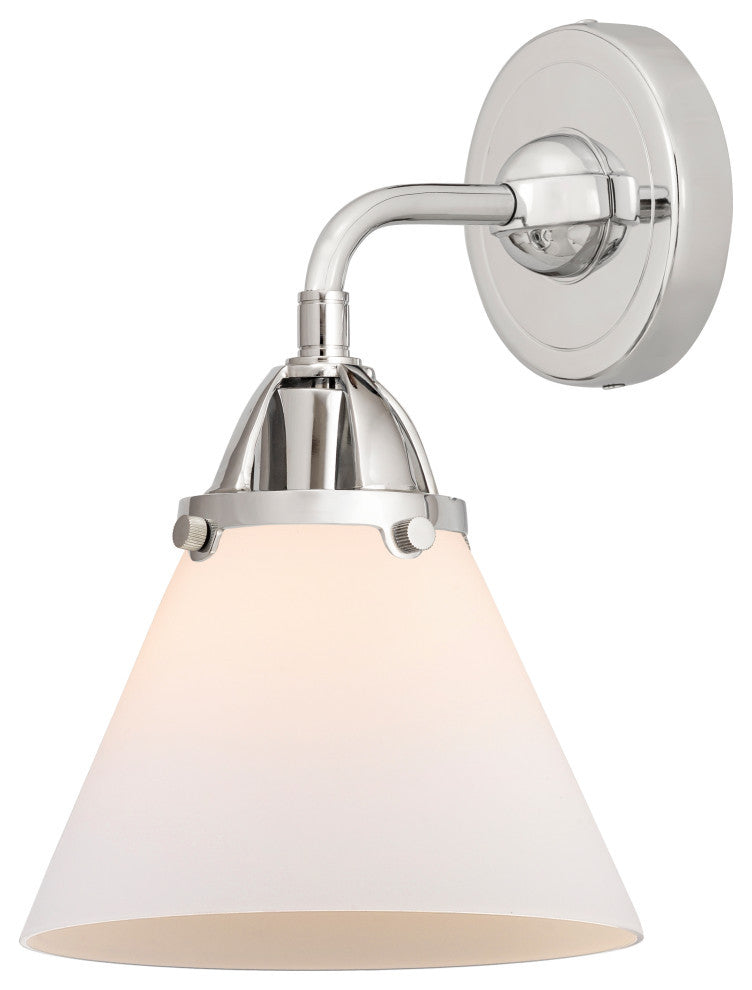 Large Cone Sconce, Polished Chrome, Matte White, Matte White