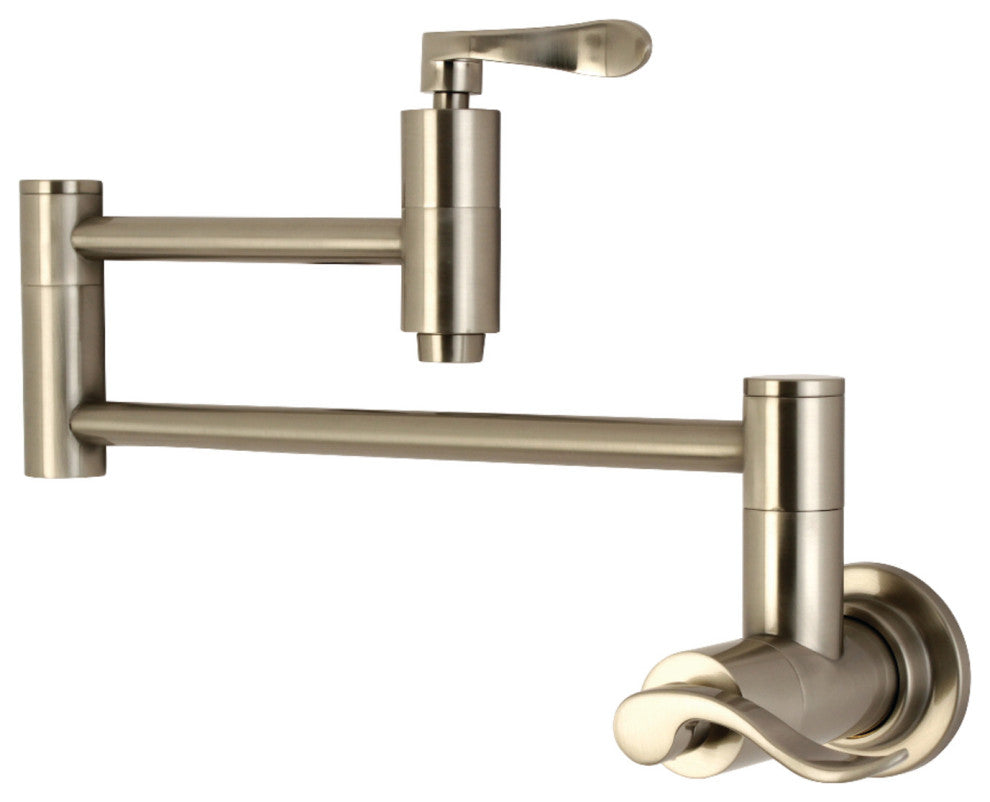Kingston Brass KS8108DFL Wall Mount Pot Filler Kitchen Faucet, Brushed Nickel