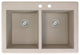 Radius 33" silQ Granite Double Bowl Kitchen Sink with 2 Holes in Cafe Latte