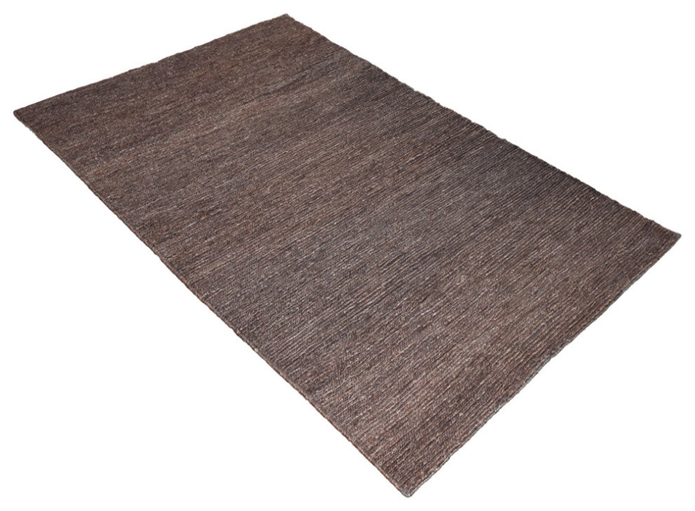Hand Knotted Sumak Jute Eco-friendly Area Rug Solid Light Brown, [Rectangle] 5'x8'