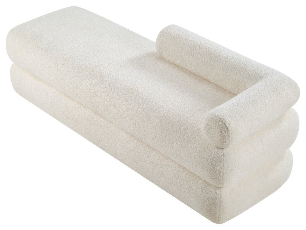 Kennedy Upholstered Bench, Cream, Teddy Fabric