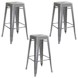Loft Silver Metal Bar Stool, Set of 3