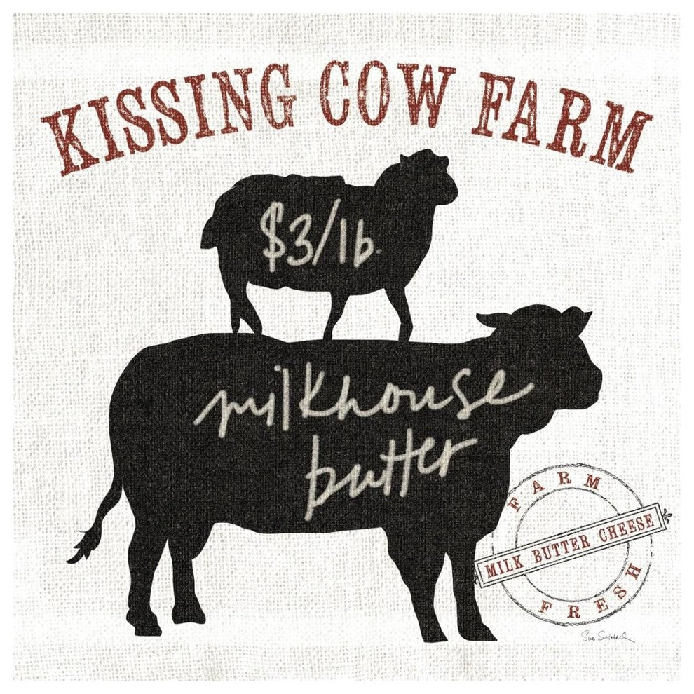 "Farm Linen Cow Black" Digital Paper Print by Sue Schlabach, 42"x42"
