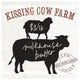 "Farm Linen Cow Black" Digital Paper Print by Sue Schlabach, 42"x42"
