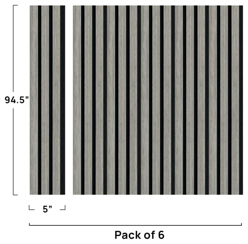 Acoustic Wood Wall Panels | Soundproof Paneling For Wall Decor, Grey, Pack of 6, Acoustica