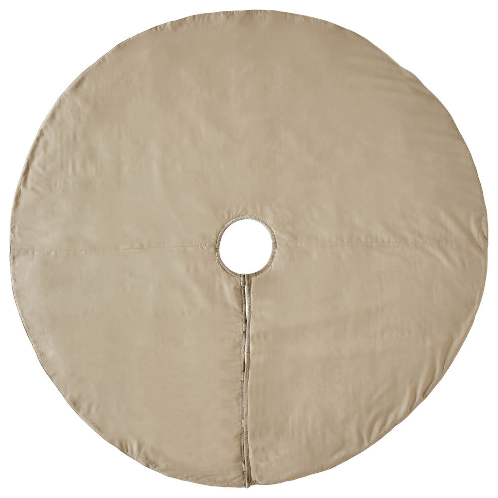 Cafe Au Lait Velvet Tree Skirt Beaded Flowers