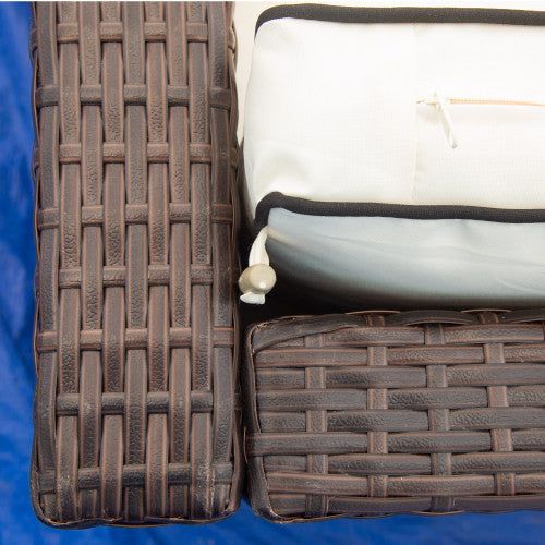 3 Piece Pation Wicket Set Outdoor Furniture Rattan Sofa Set With Cream Finish