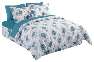 Bibb Home 8 Piece Comforter Set, Blue Paisley, Queen