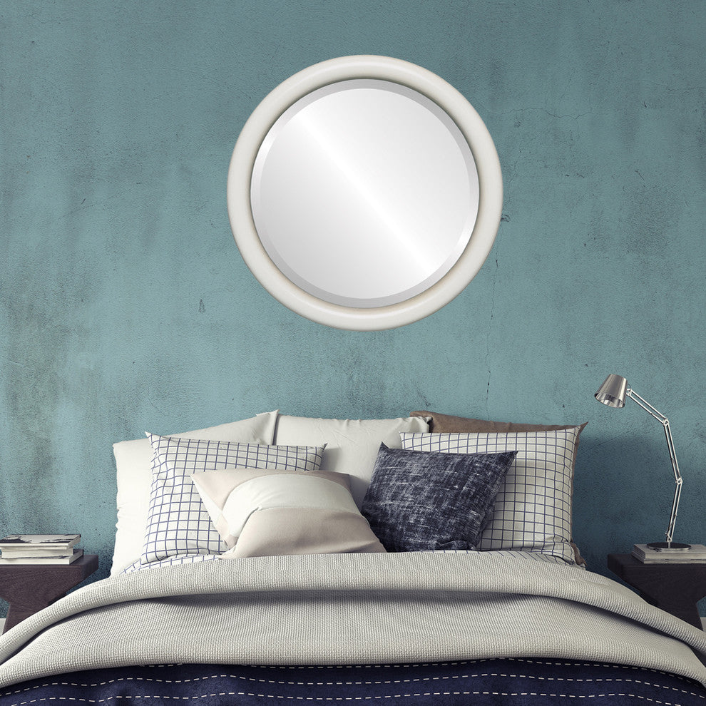 Pasadena Framed Round Mirror, Taupe, 25"x25"