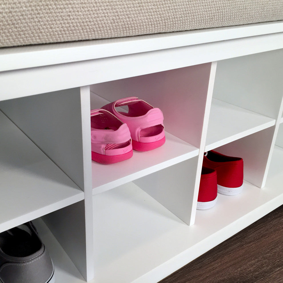 Wood Shoe Storage Bench, White