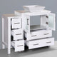 Modern Bathroom Vanity Set With Mirror and Sink, White, 84"