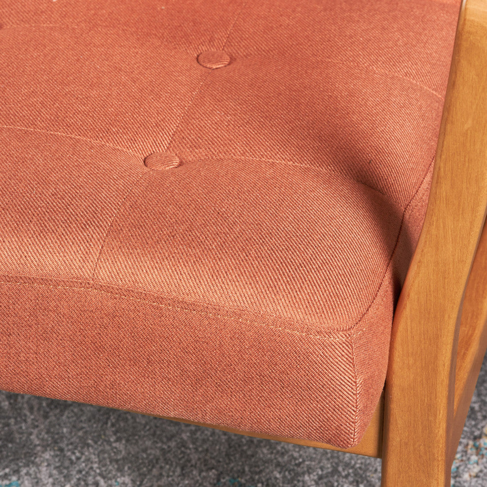 GDF Studio Gunther French-Style Fabric Club Chair, Orange/Walnut