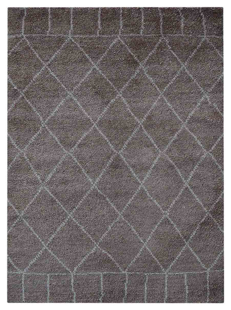 Hand Knotted Silk Area Rug Geometric Beige