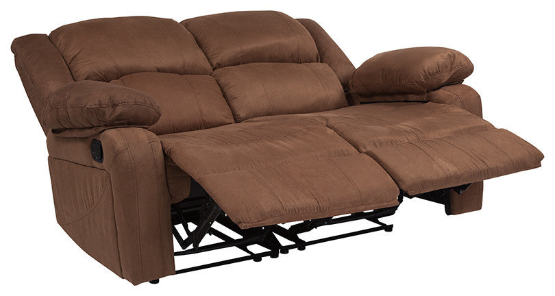 Harmony Series Loveseat with Two Built-In Recliners, Chocolate Brown Microfiber