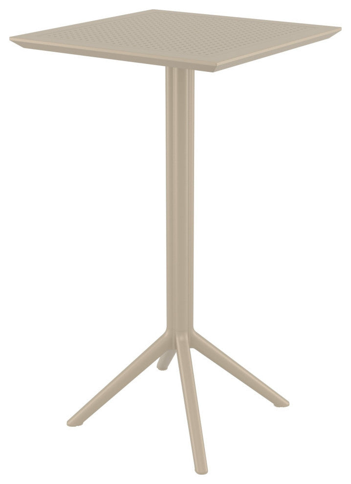 Sky Cross Square Bar Set With 2 Barstools Taupe
