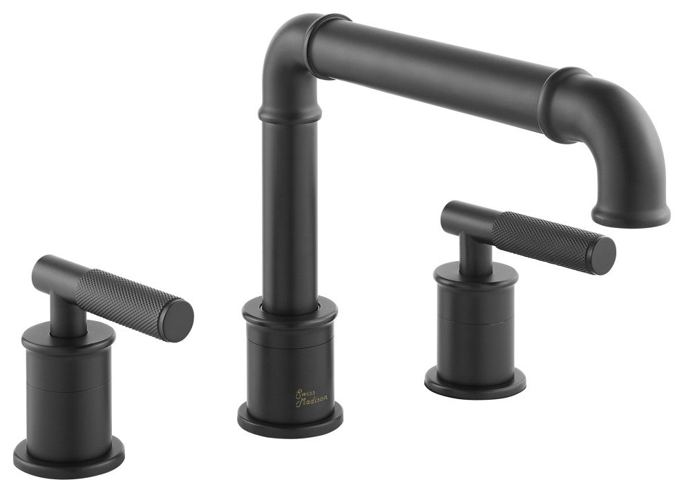 Avallon 8" Widespread, Sleek Handle, Bathroom Faucet, Matte Black