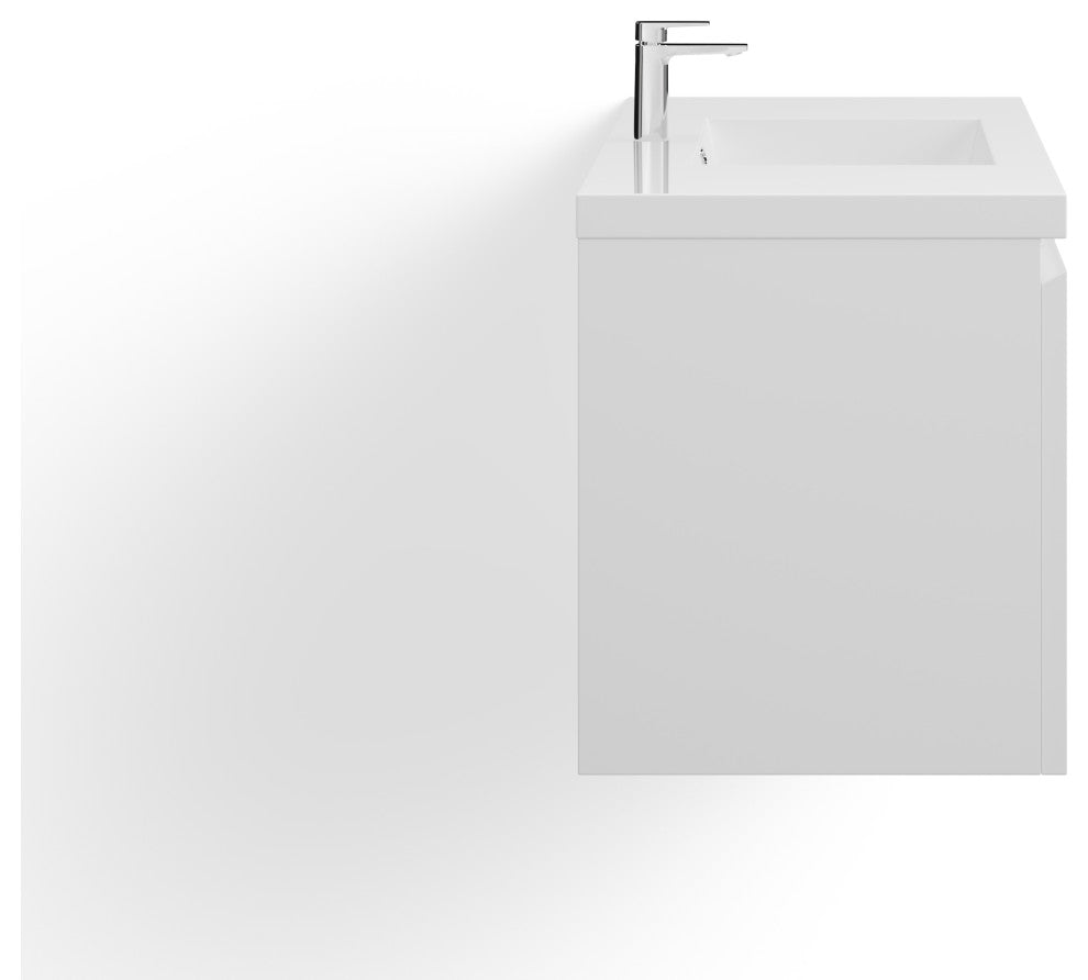 Beacon Bath Vanity, High Gloss White, 48", Single Sink, Wall Mount