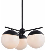 Elegant Lighting LD6128 Eclipse 3 Light 21"W Chandelier - Black / Frosted White