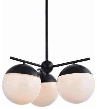 Elegant Lighting LD6128 Eclipse 3 Light 21"W Chandelier - Black / Frosted White