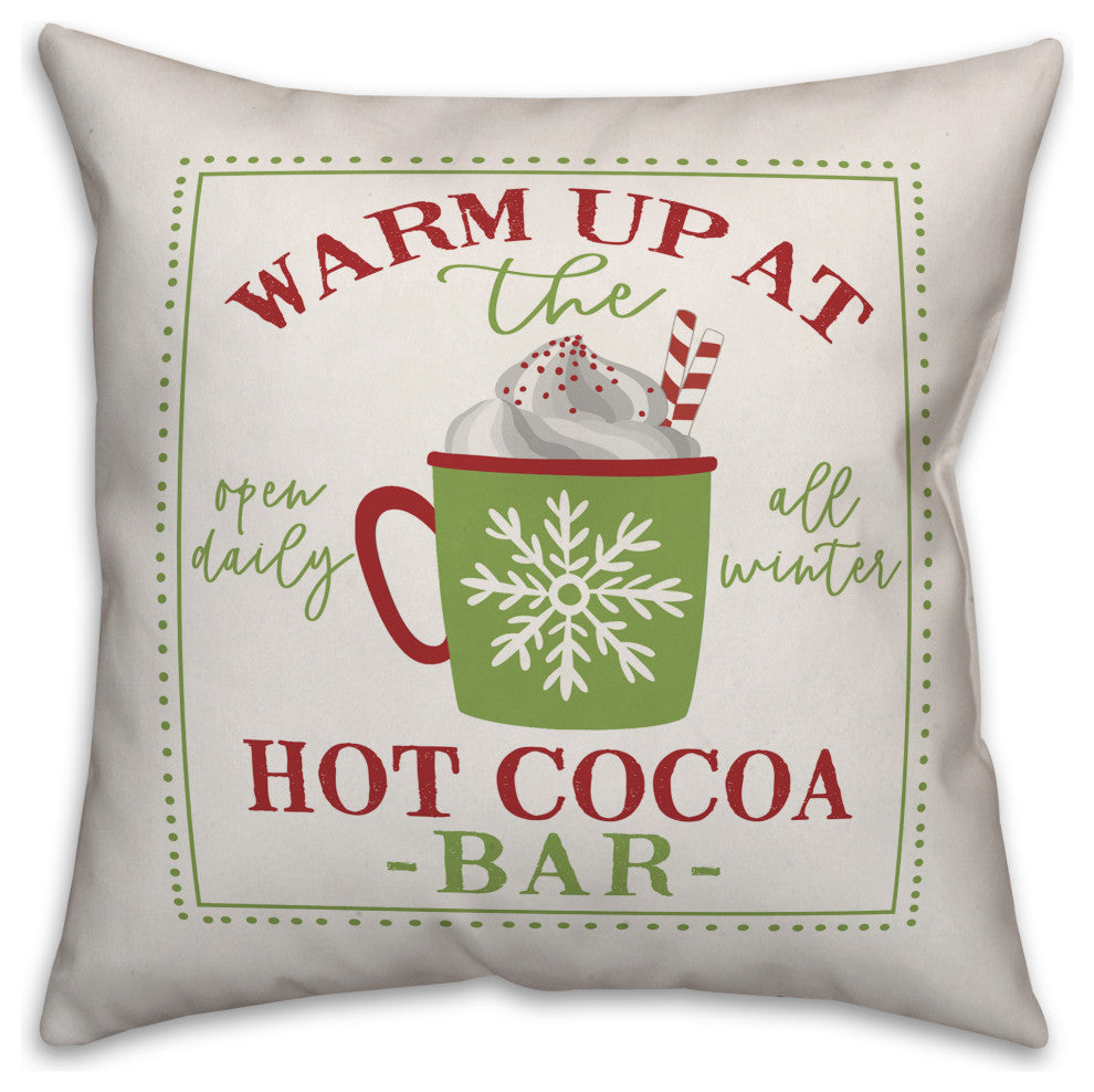 Warm Up At Hot Cocoa Bar 18"x18" Throw Pillow